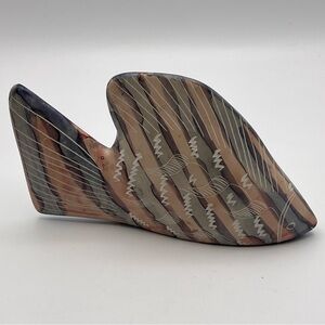 This is a hand-carved stone sculpture, fish beach lake home decor multi color